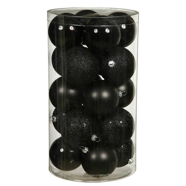 1.6" Jet Black 4 Assorted Finishes Ball Ornament (96 pack)