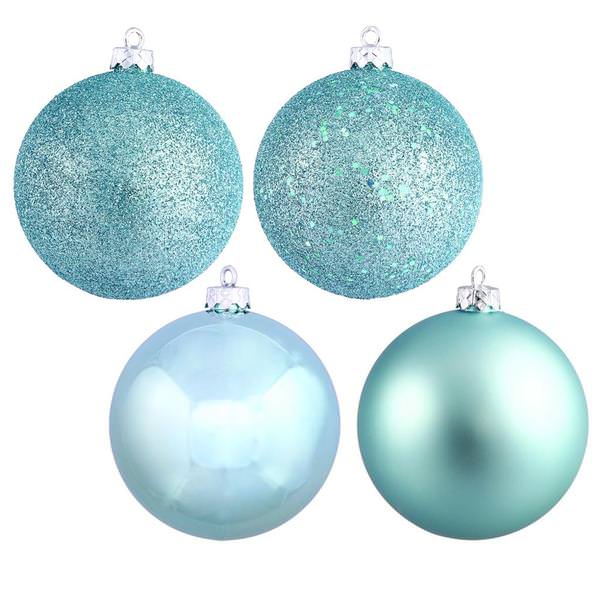 1.6" Baby Blue 4 Assorted Finishes Ball Ornament (96 pack)