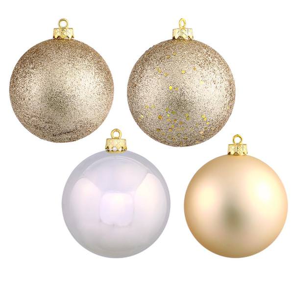 1.6" Champagne 4 Assorted Finishes Ball Ornament (96 pack)