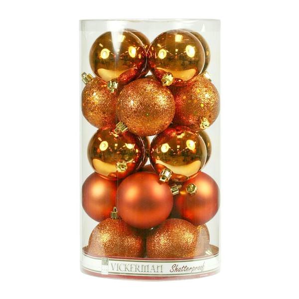 3" Burnished Orange 4 Assorted Finishes Ball Ornament (32 pack)