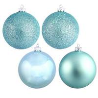 View 3" Baby Blue 4 Assorted Finishes Ball Ornament (32 pack)
