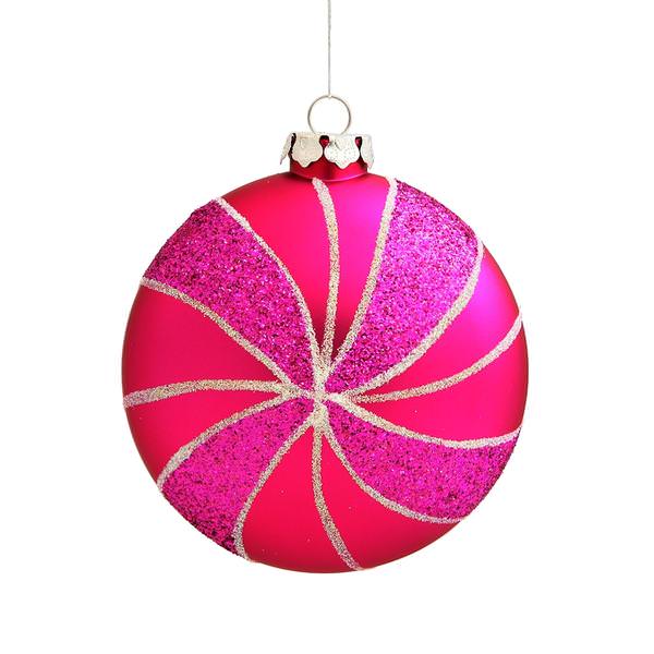 3.75" Red / Purple Matte Round Swirl Ornament (3 pack)