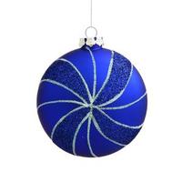 Vickerman 3.75" Blue Matte Round Swirl Ornament (3 pack)