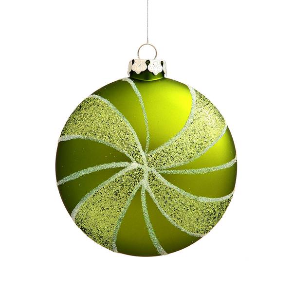 3.75" Lime Matte Round Swirl Ornament (3 pack)