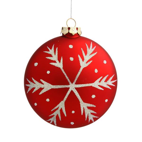 3.75" Red Matte Round Snowflake Ornament (3 pack)