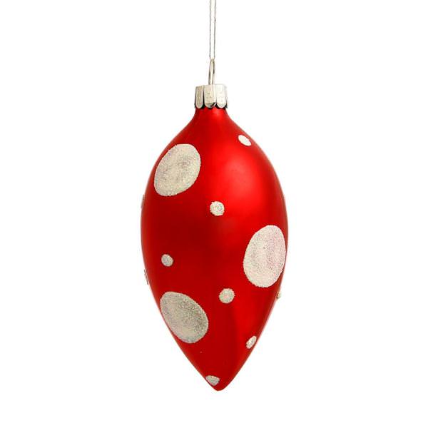 4" Red White Dot Finial Ornament (3 pack)