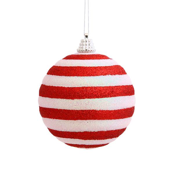 3" Candy Cane Ball Ornament (4 pack)