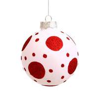 Vickerman 3" White / Red Dot Ball Ornament (4 pack)