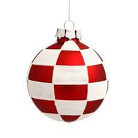 Vickerman 3" Red / White Check Ball Ornament (4 pack)