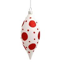 Vickerman 4.75" White / Red Dot Drop Ornament (3 pack)