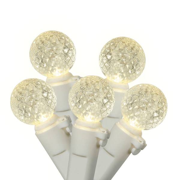 50 Light 16' White Wire Warm White G12 Berry LED Miniature String with 4" Spacing