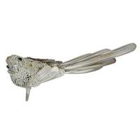 Vickerman 8" Champagne Beaded Bird Ornament with Clip (6 pack)