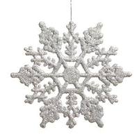 View 4" Silver Glitter Snowflake Ornament (24 pack)