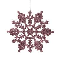 View 4" Pink Glitter Snowflake Ornament (24 pack)