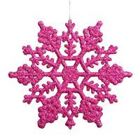 View 4" Magenta Glitter Snowflake Ornament (24 pack)