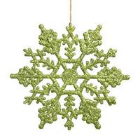 View 4" Lime Glitter Snowflake Ornament (24 pack)