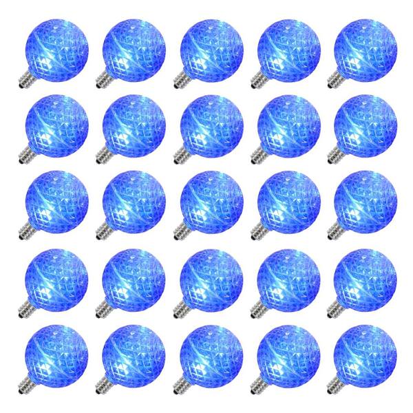 G50 Intermediate Screw Base Blue LED Faceted (25 pack)