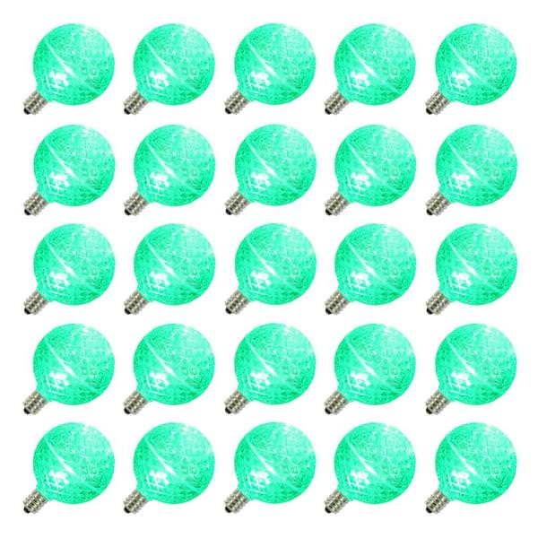G50 Candelabra Screw Base Green LED Faceted (25 pack)