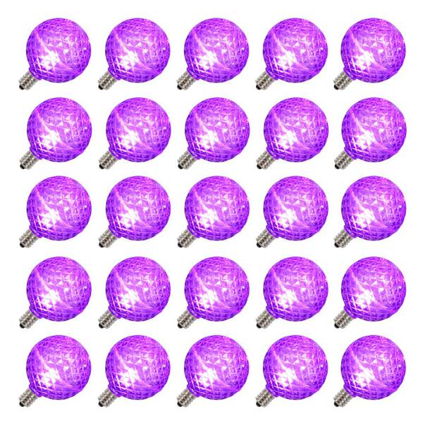 G50 Candelabra Screw Base Purple LED Faceted (25 pack)