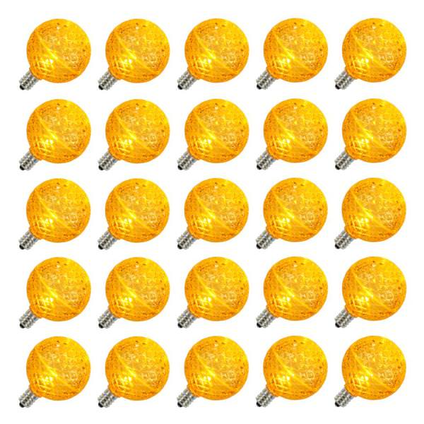 G50 Candelabra Screw Base Yellow LED Faceted (25 pack)