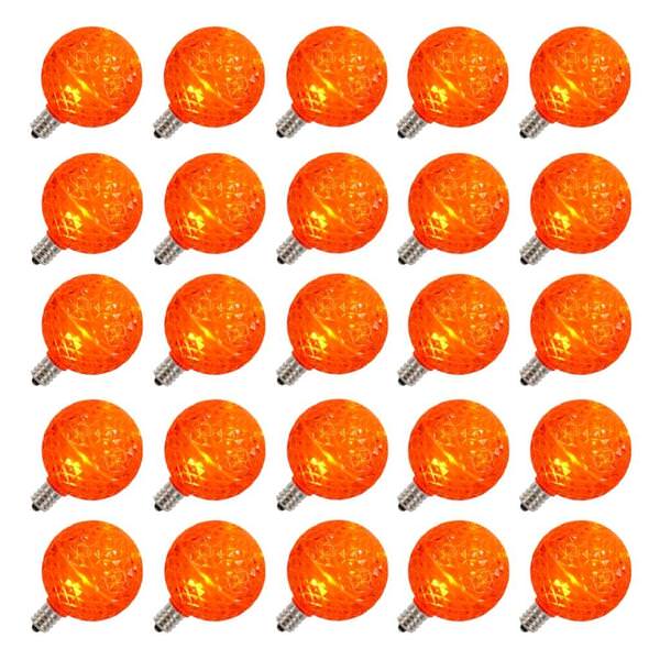 G50 Candelabra Screw Base Orange LED Faceted (25 pack)