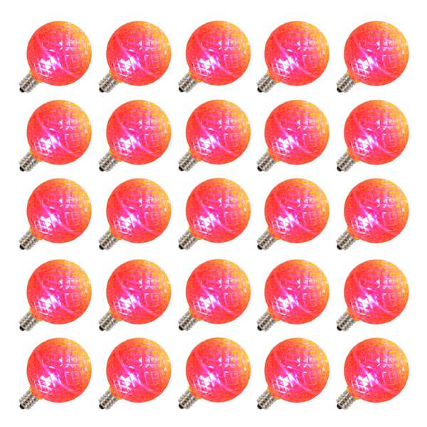 G50 Candelabra Screw Base Pink LED Faceted (25 pack)