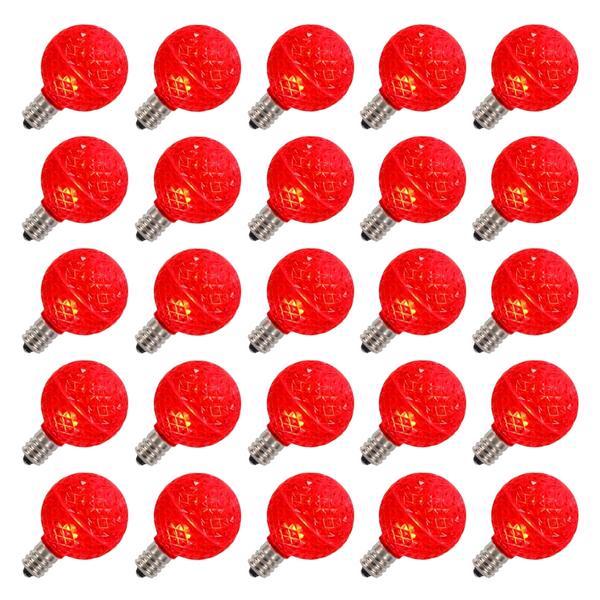G50 Intermediate Screw Base Red LED Faceted (25 pack)
