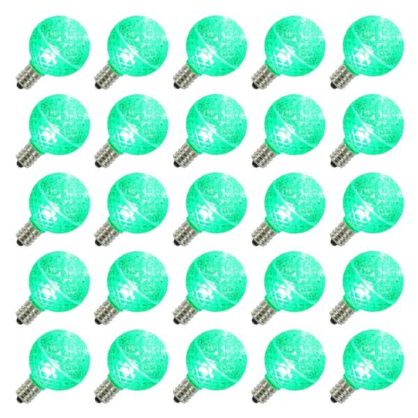 0.38 watt G40 Candelabra Screw Base Green Faceted LED (25 pack)