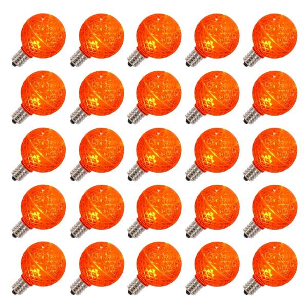 0.38 watt G40 Candelabra Screw Base Orange Faceted LED (25 pack)