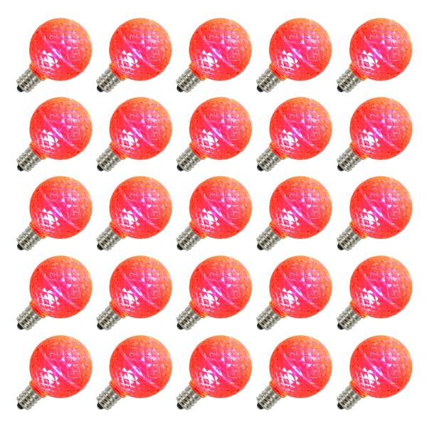 0.45 watt G50 Intermediate Screw Base Pink Faceted LED (25 pack)