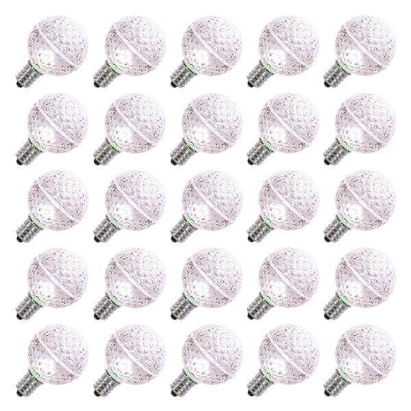 G50 Intermediate Screw Base Pure White LED Faceted (25 pack)
