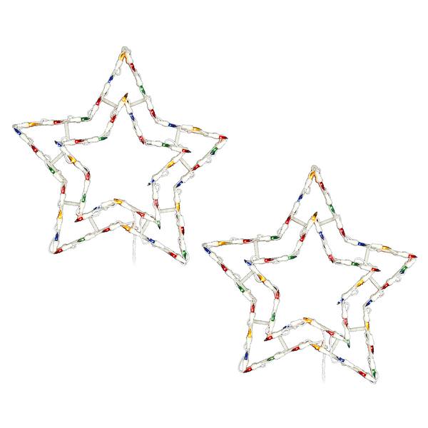 18" Star Window Decor 50 Multi-Color Lights (2 pack)