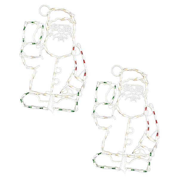 18" Waving Santa Window Decor 50 Multi-Color Lights (2 pack)
