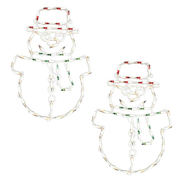 18" Snowman Window Decor 50 Multi-Color Lights (2 pack)