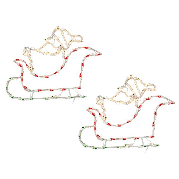 18" Santa Sleigh Window Decor 50 Multi-Color Lights (2 pack)