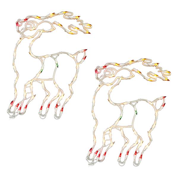 18" Reindeer Window Decor 50 Multi-Color Lights (2 pack)