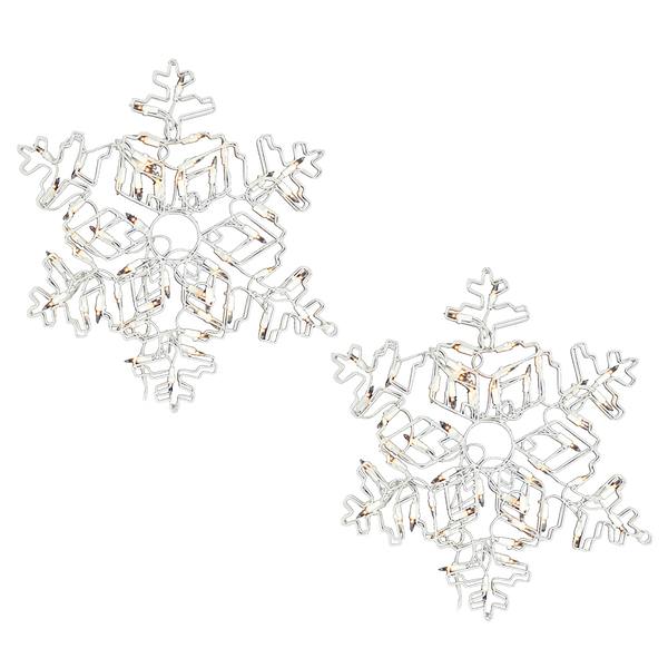 18" Snowflake Window Decor 50 White Lights (2 pack)
