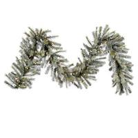 Vickerman 9' x 16" Artificial Slightly Frosted Sartell Glittered Garland 100 Warm White Italian LED Lights