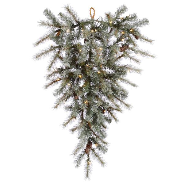 36" Artificial Slightly Frosted Sartell Teardrop 50 Clear Lights