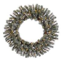 Vickerman 42" Slightly Frosted Sartell Glittered Wreath 135 Warm White Italian LED Lights