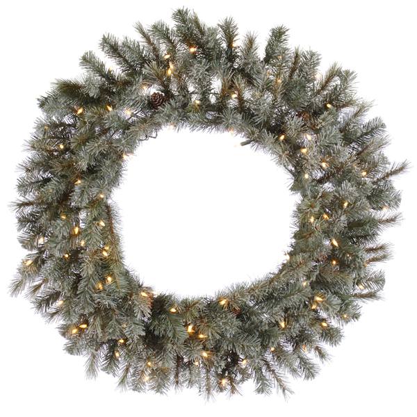 60" Artificial Slightly Frosted Sartell Glittered Wreath 200 Clear Lights