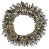 Vickerman 60" Artificial Slightly Frosted Sartell Glittered Wreath 200 Clear Lights