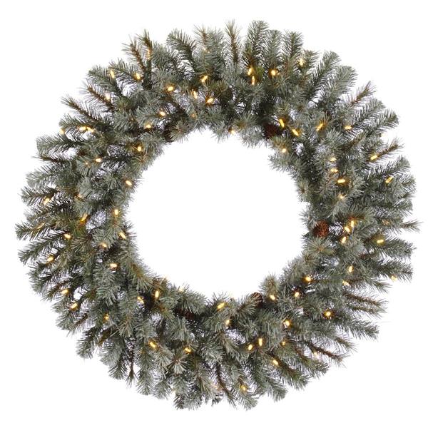 60" Artificial Frosted Sartell 200 Warm White Italian LED Lights with Pine Cones