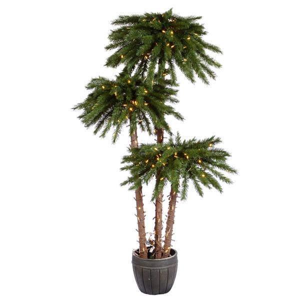 4', 5', 7' Artificial Palm Trees 495 Warm White LED Lights