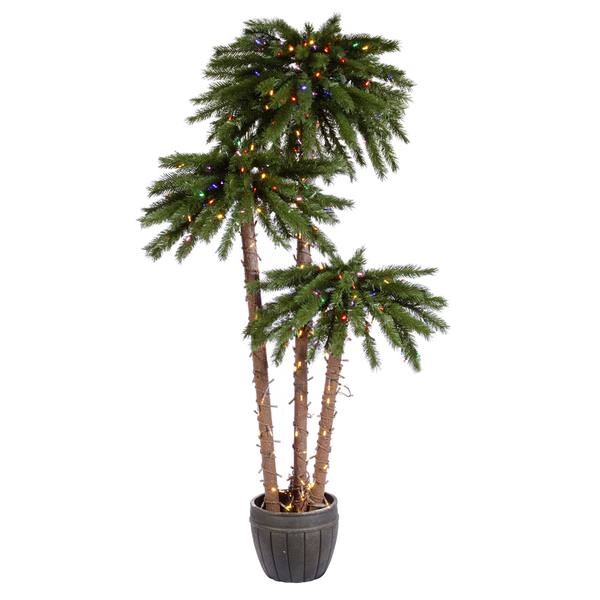 4', 5', 7' Artificial Palm Trees 495 Multi-Color LED Lights