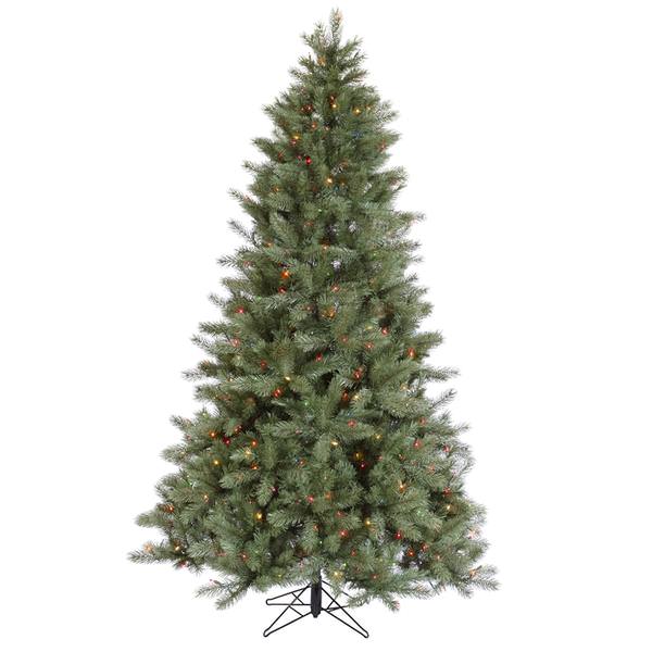 7.5' x 56" Artificial Blue Albany Spruce 600 Multi-Color DuraLit Miniature Lights