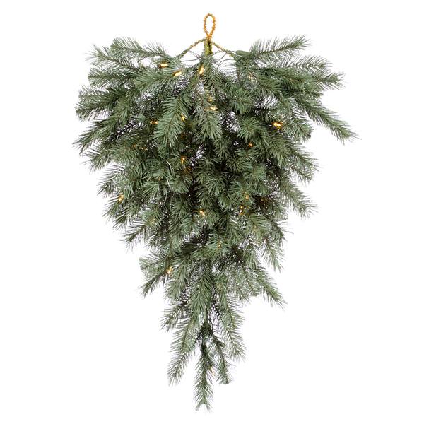 36" Artificial Blue Albany Spruce Teardrop 45 Warm White LED Lights
