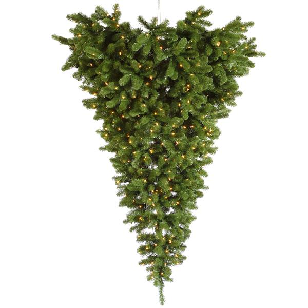 6' x 61" Artificial American Upside Down Half 350 Warm White Italian LED Lights