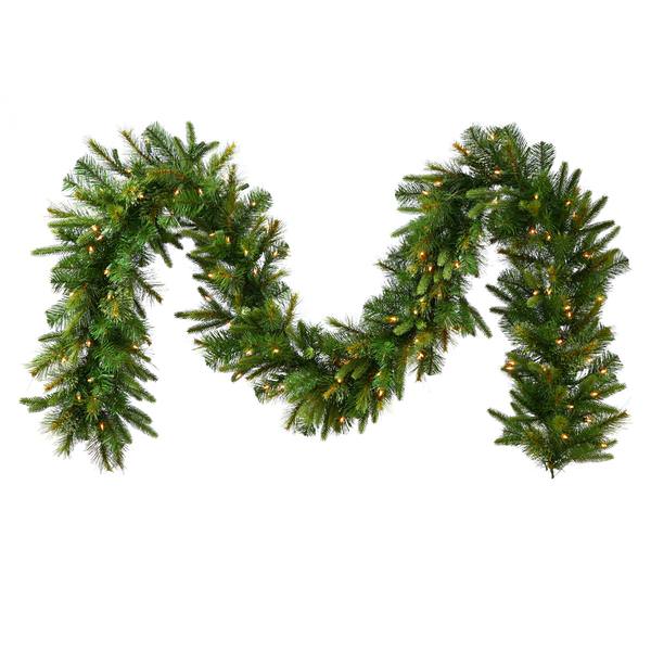 9' x 14" Artificial Cashmere Pine Garland 100 Warm White Italian LED Lights