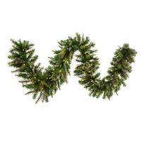 View 9' x 18" Artificial Cashmere Pine Garland 150 Warm White Italian LED Lights